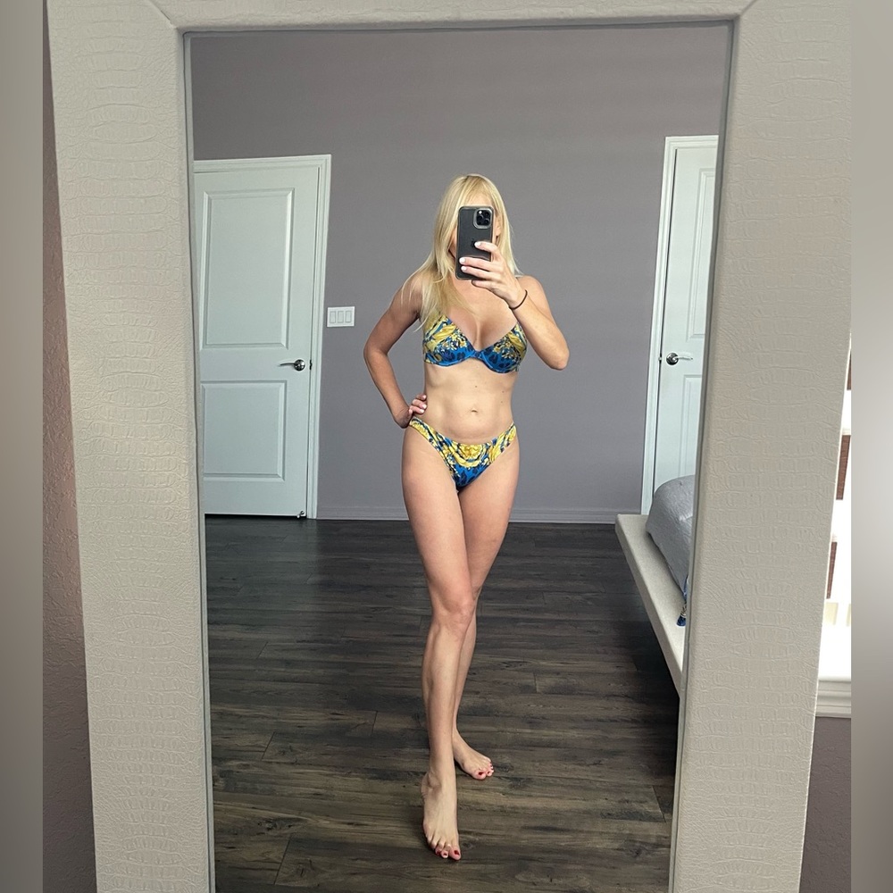 Vintage Versace swimsuit bikini blue size M